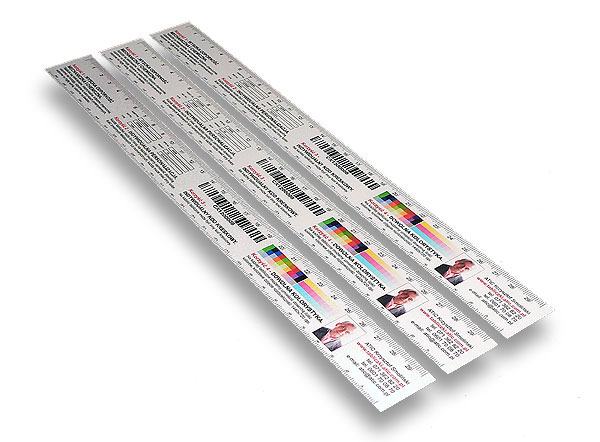 Nieścieralna pełnokolorowa aluminiowa linijka reklamowa o długości 30 cm