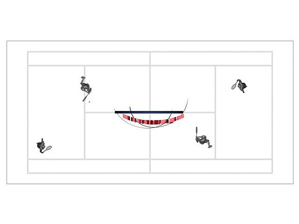 Wizualizacja grawerowania 3d w szklanej statuetce nagroda w turnieju tenisowym w deblu - widok z góry