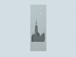 Wizualizacja projekt grawerowania 3d Ratusz Wrocławski w szklanej statuetce - widok z boku